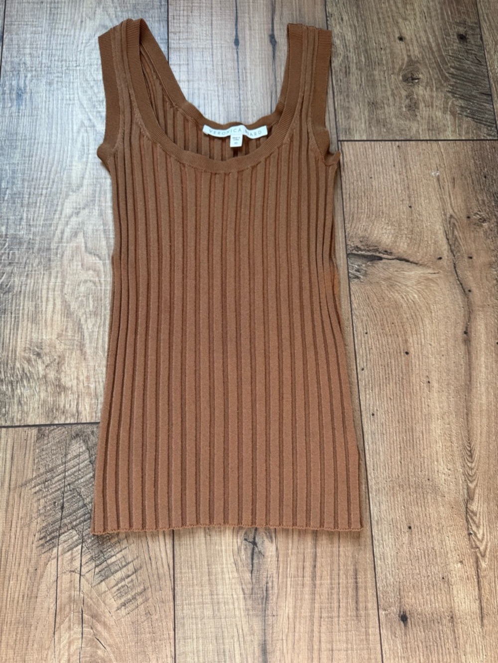 Veronica Beard Ribbed Tank in warm brown